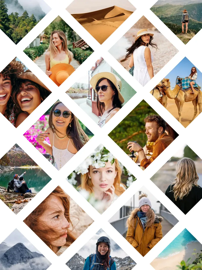 Rauten Fotocollage • 18 Bilder poster con telaio in legno da Bildschön | Fotocollagen