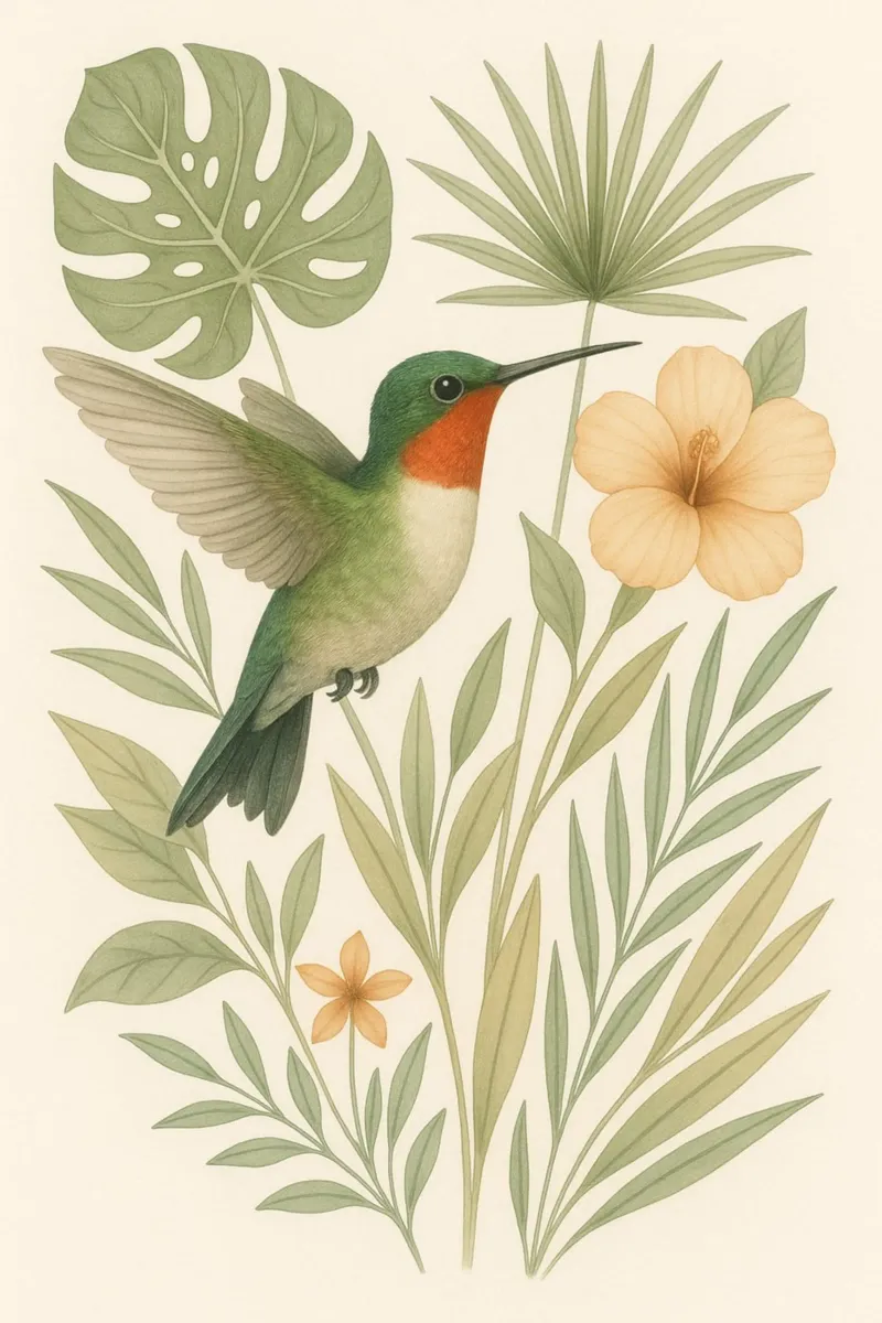 Tropical Kolibri Bird poster con telaio in legno da Studio M