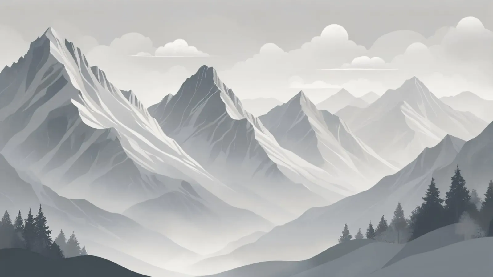 mountain range with snow-capped peaks and cloudy skies canvas by DesignDoodle