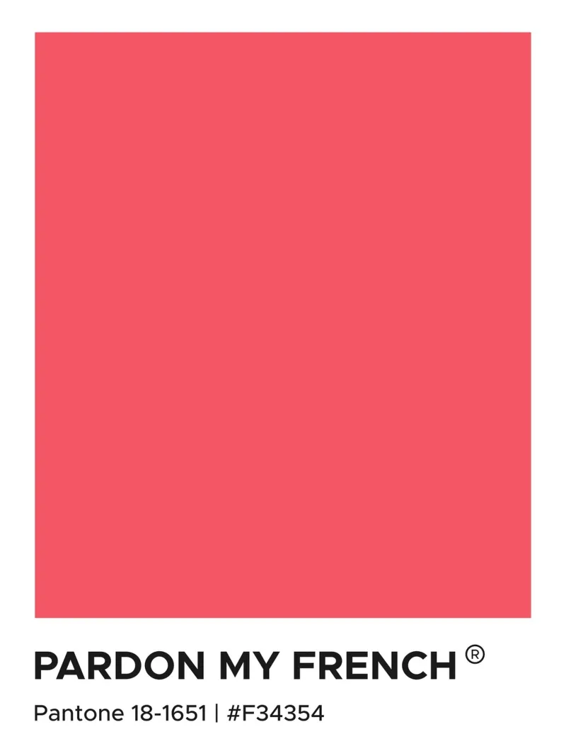 Pardon My French Pantone poster con telaio in legno da Paigaam Studio