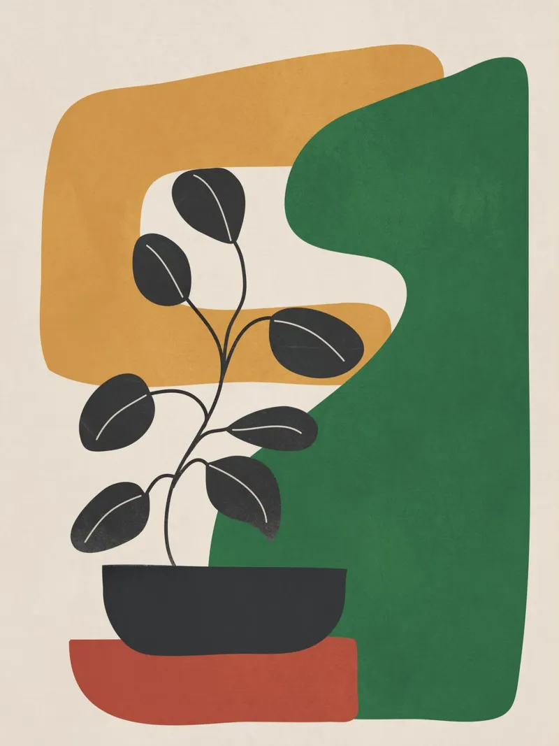 Modern Abstract Minimal Shapes Branches Art 4 acryl van Nadjaa