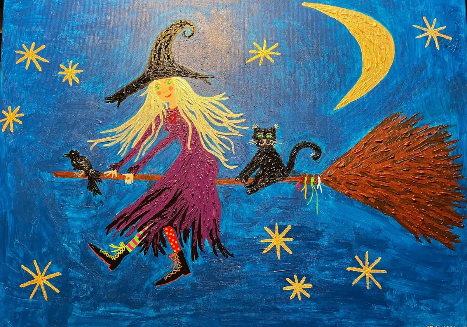 The little witch poster with wooden frame by irenissima