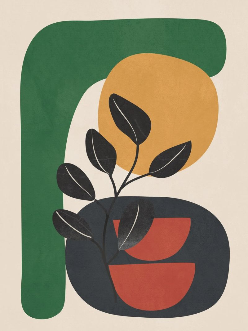 Modern Abstract Minimal Shapes Branches Art 6 poster de Nadjaa
