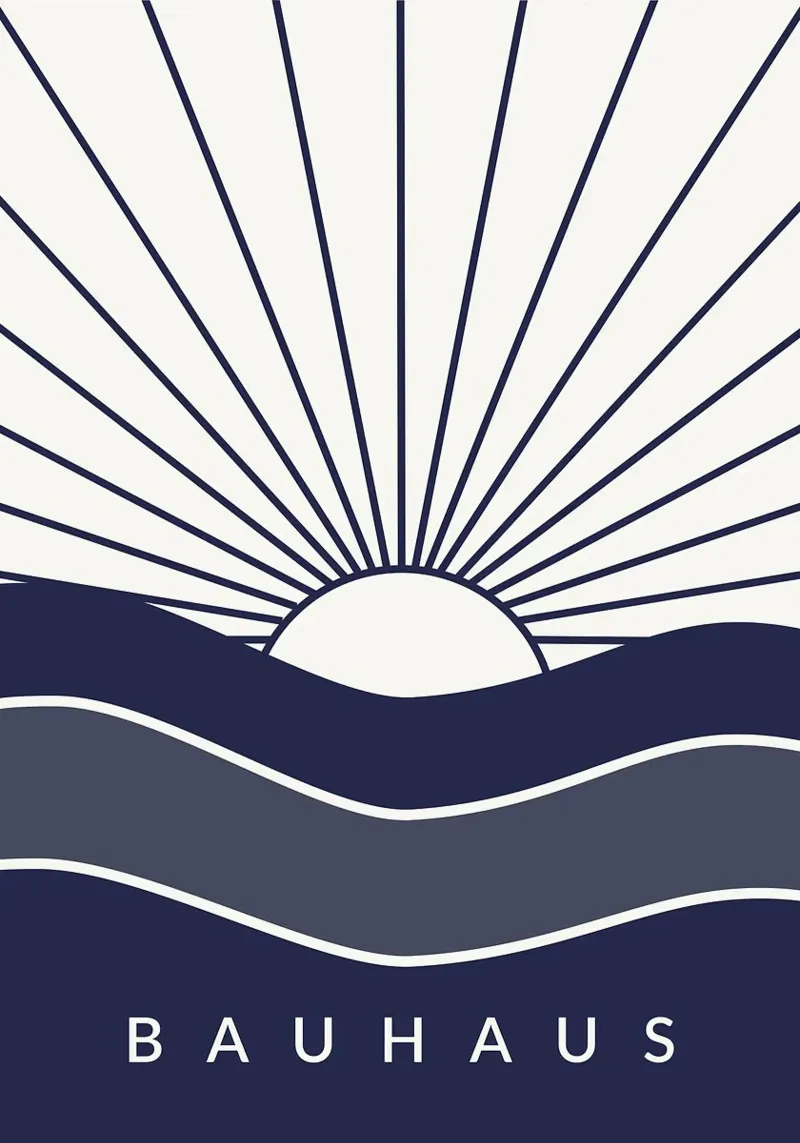 Bauhaus sole alba tramonto raggi poster da Janine P McGuire