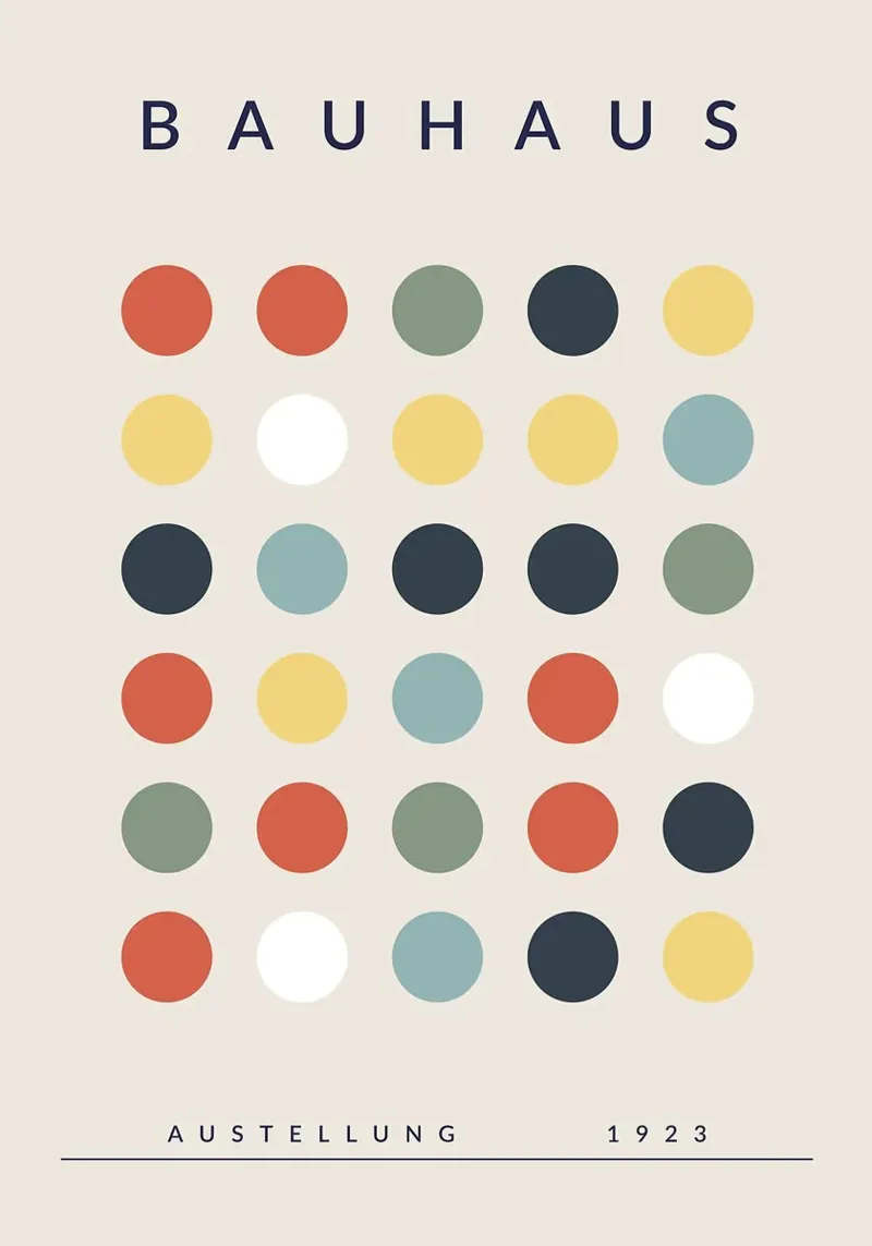Bauhaus circles geometric patterns grid layout canvas by Janine P McGuire