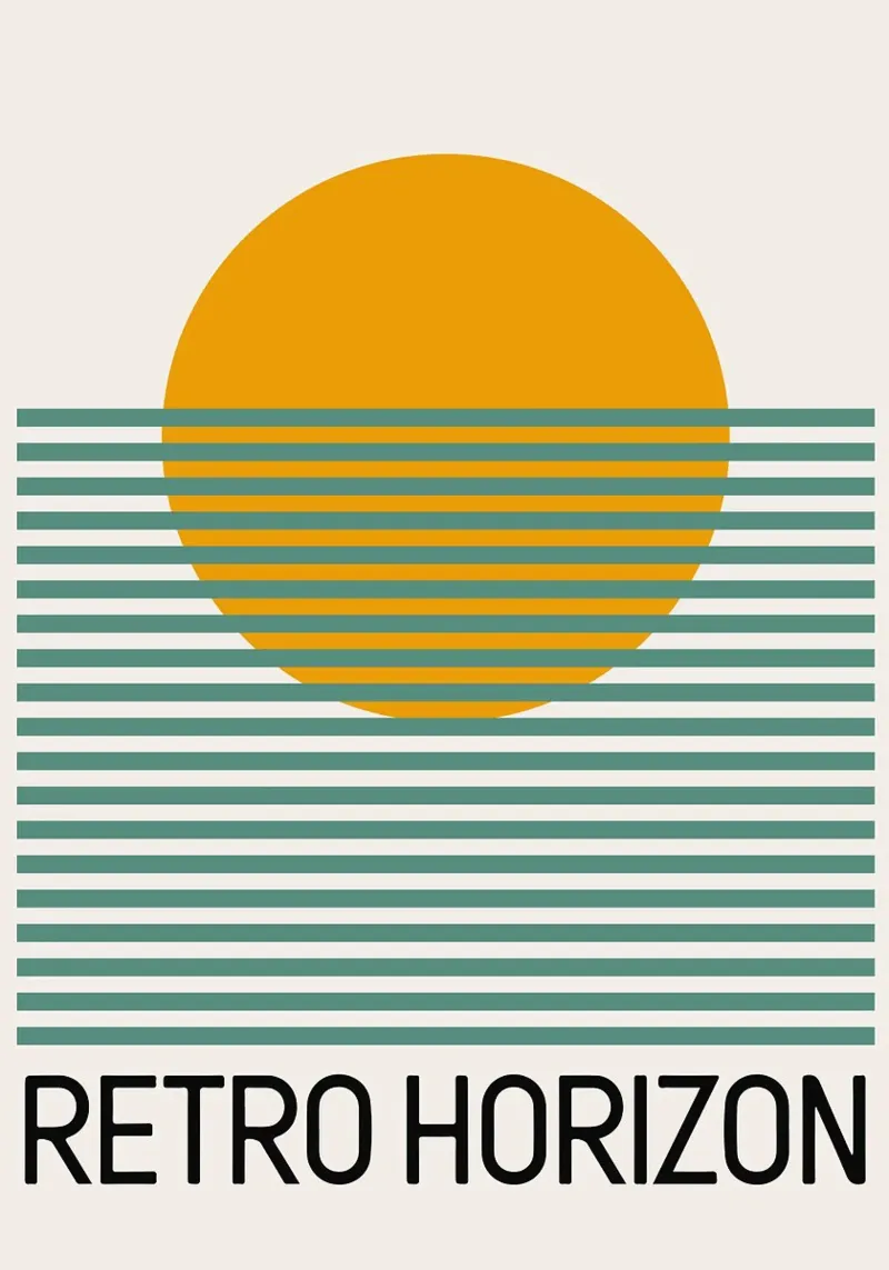 Tramonto minimalista retrò poster con telaio in alluminio da Paul Vasquez
