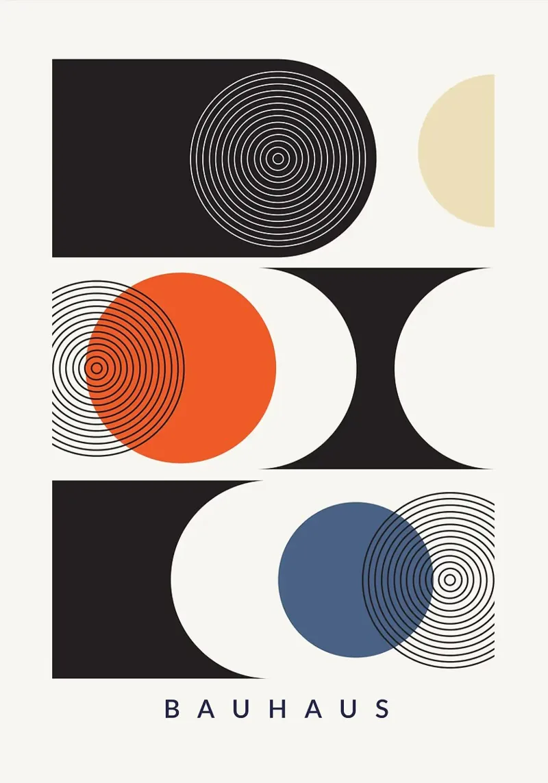 Bauhaus cerchio linea geometria forma poster da MinimalistPosterCharles