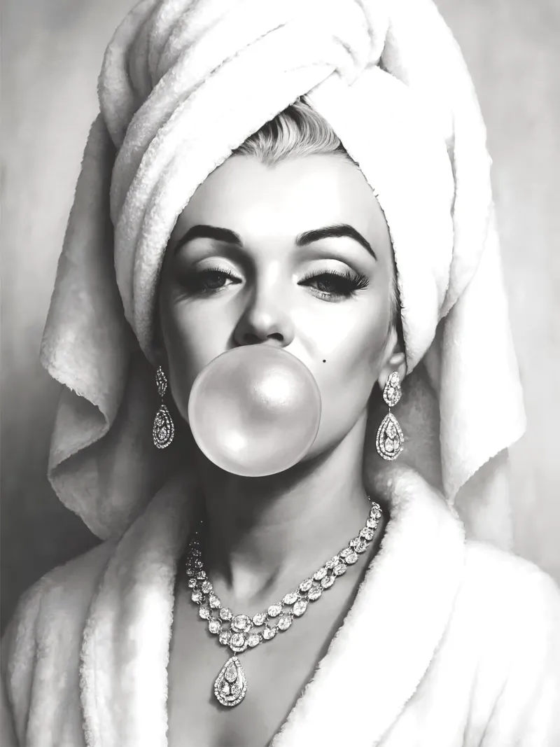 Marilyn Monroe Bubble Gum in bianco e nero pellicola backlit da ARTOMATIC