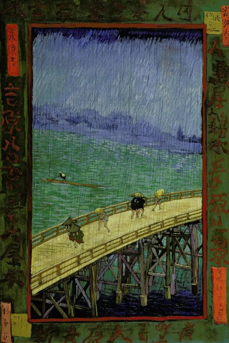 van Gogh - Bridge in the Rain (after Hiroshige) tela con Cornice a cassetta da ARTOTHEK