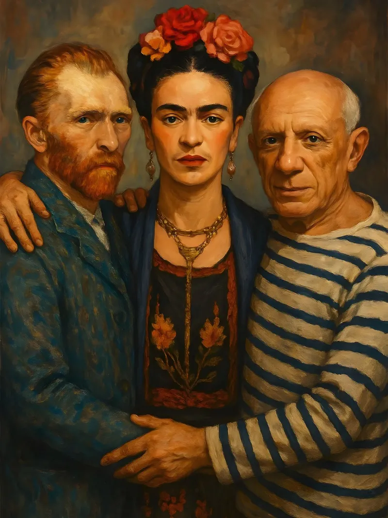 Frida Kahlo Vincent Van Gogh Picasso poster con telaio in alluminio da ARTOMATIC