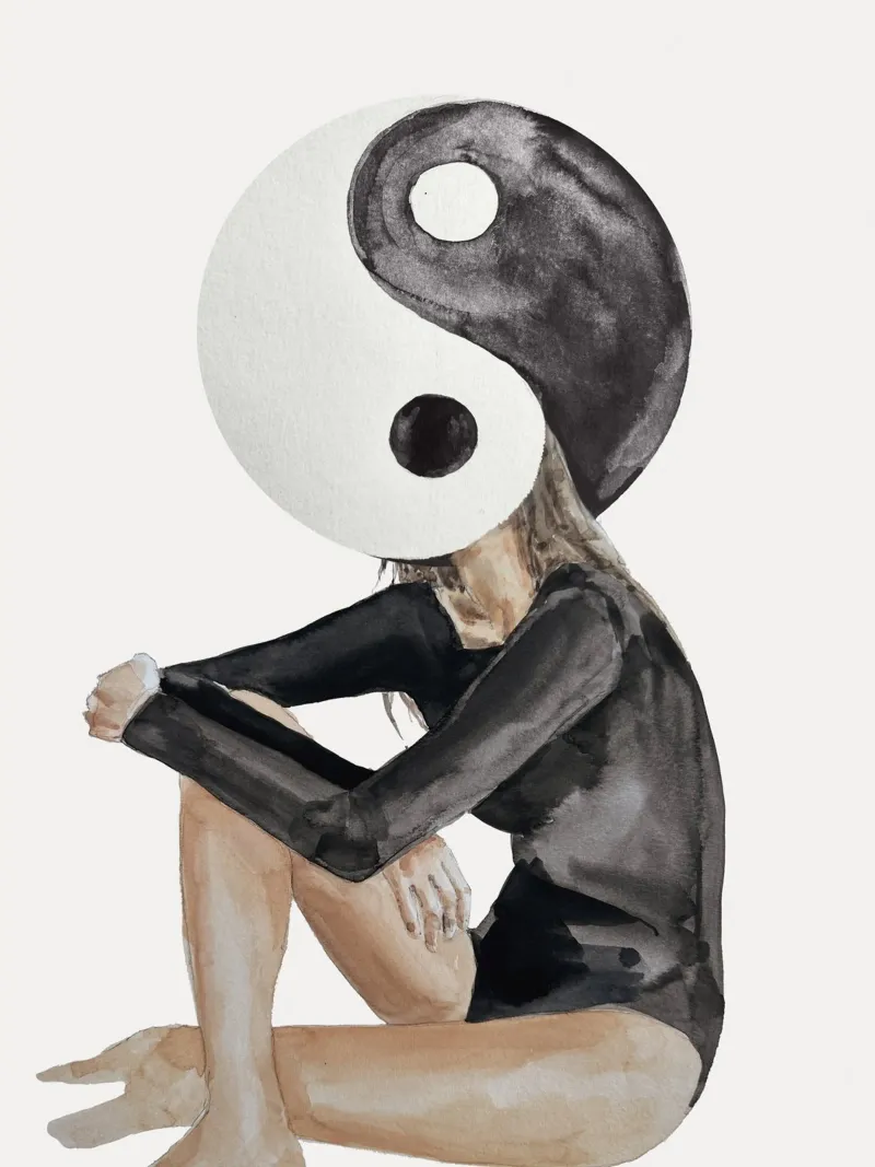 Yin And Yang canvas met Baklijst van treechild