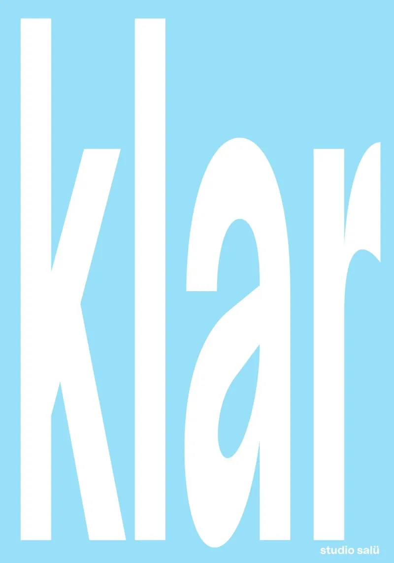 Typo »klar« hellblau hahnemühle de studio salü