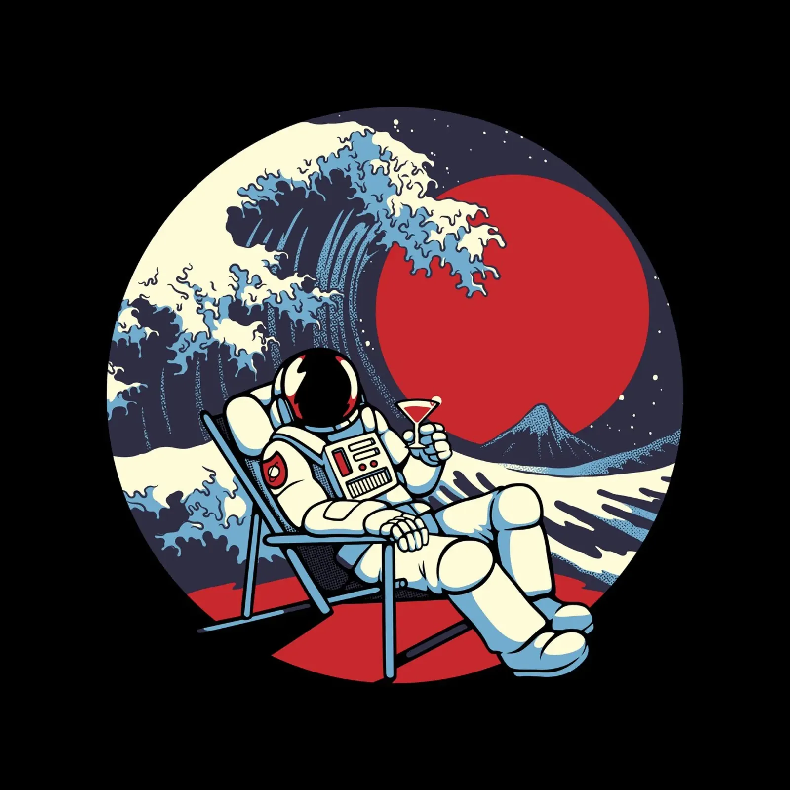 Summertime Kanagawa Astronaut canvas by Tobe Fonseca