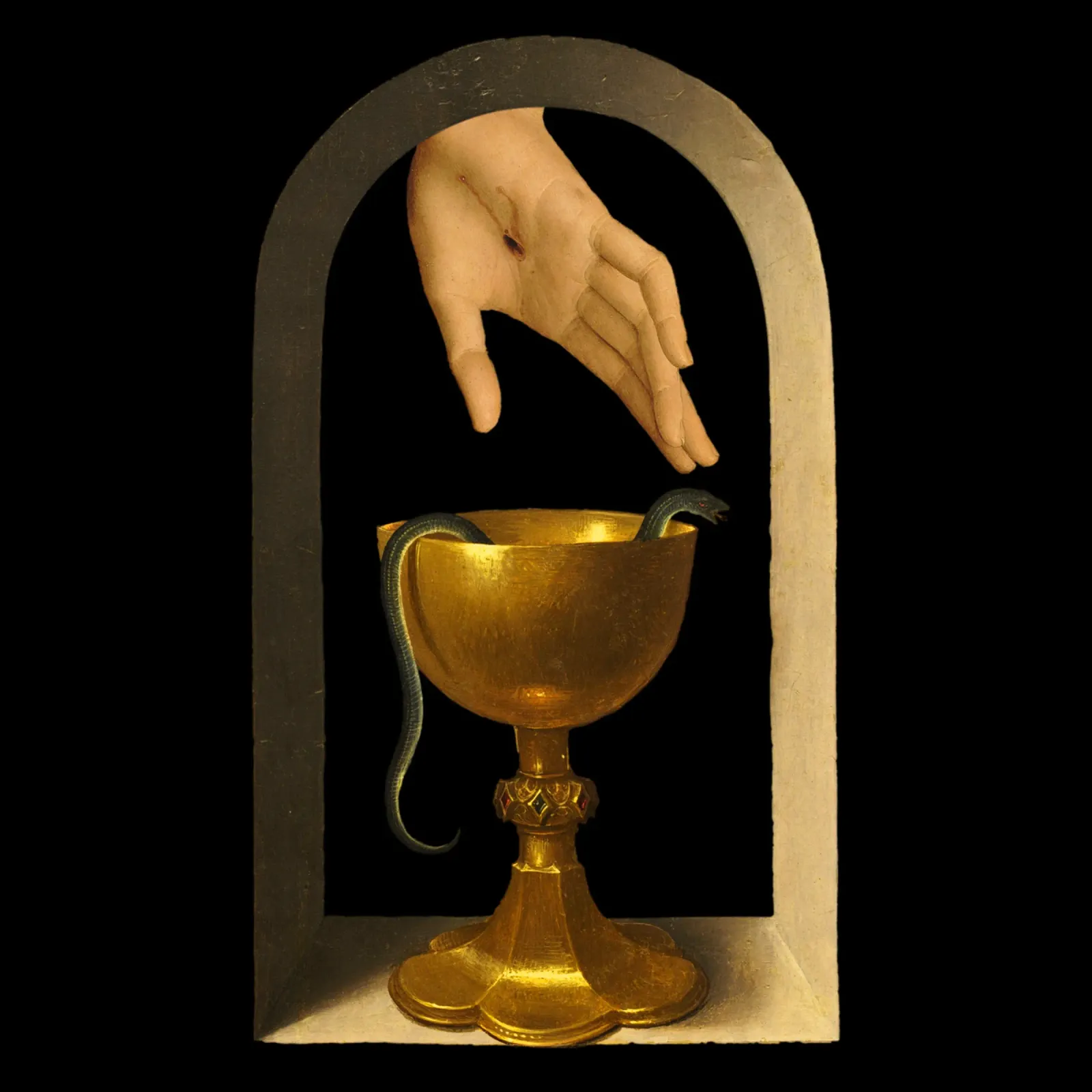 The hand of sorrow touch the holy snake hahnemühle by PicturaCollage