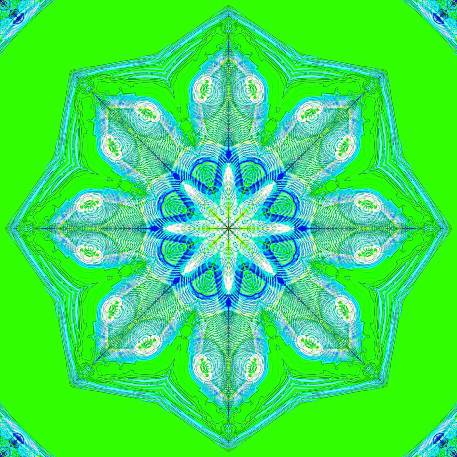 Kaléidoscope - Abstrait en vert/turquoise hahnemühle de Gürsel Yesil Digital Art