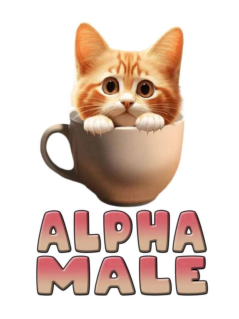 Maschio Alfa Arte divertente del gattino poster con telaio in alluminio da the gondals