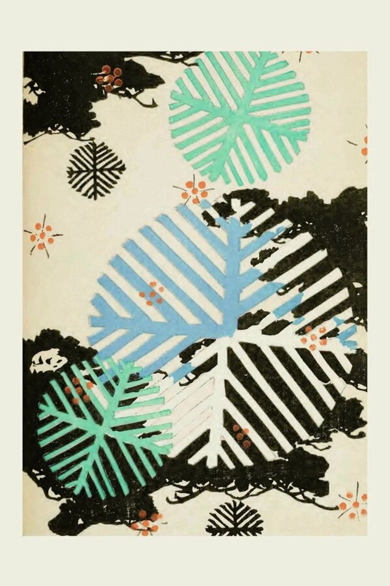 Shin-Bijutsukai - Snowflakes tela da Vintage by JUNIQE