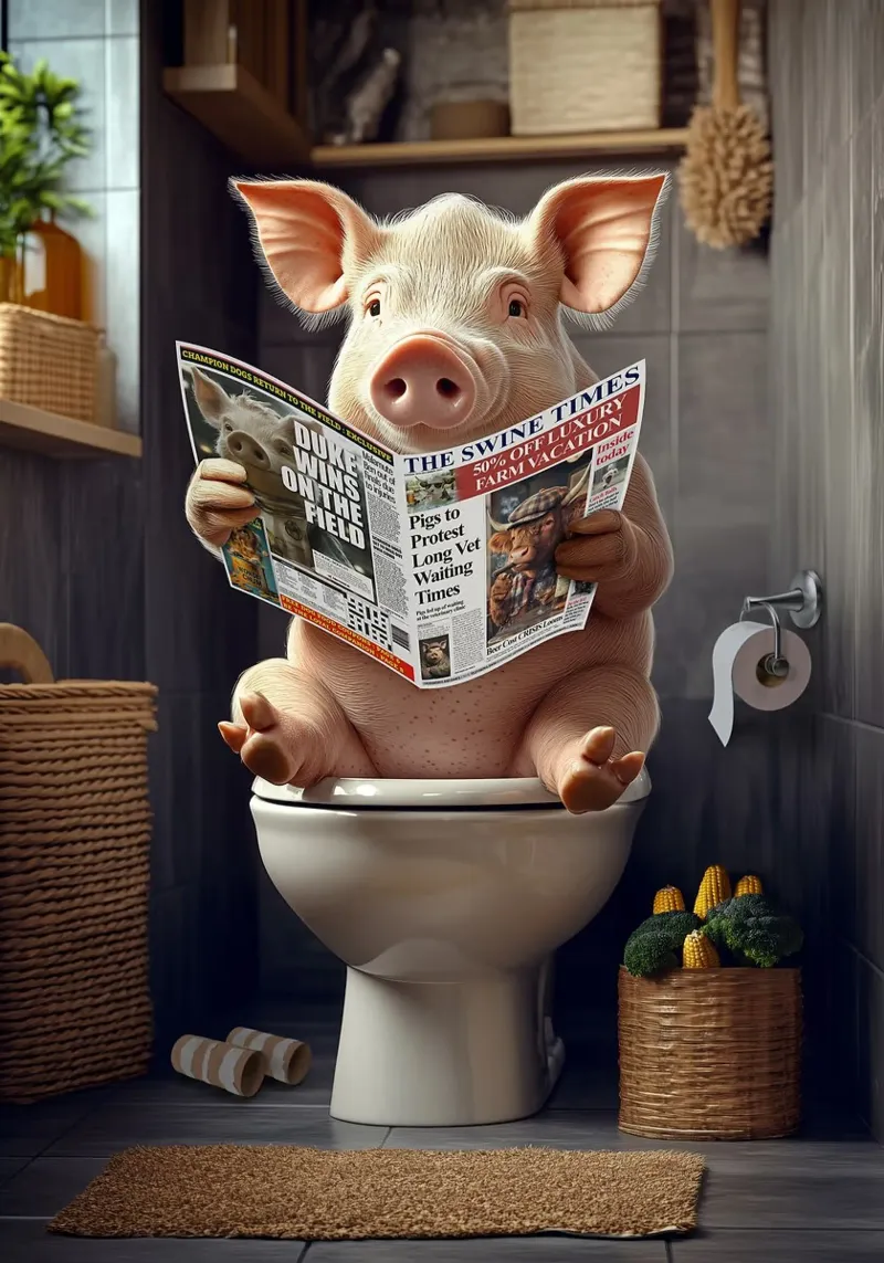 cerdo inodoro periódico baño poster de James Isaac Jackson