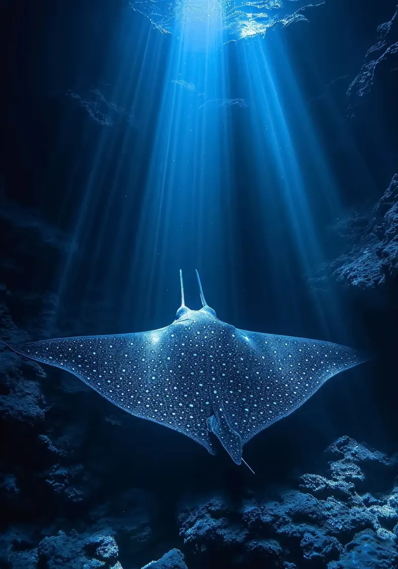 Mantarochen Unterwasser Ozean Leinwand mit Schattenfugenrahmen von James Isaac Jackson