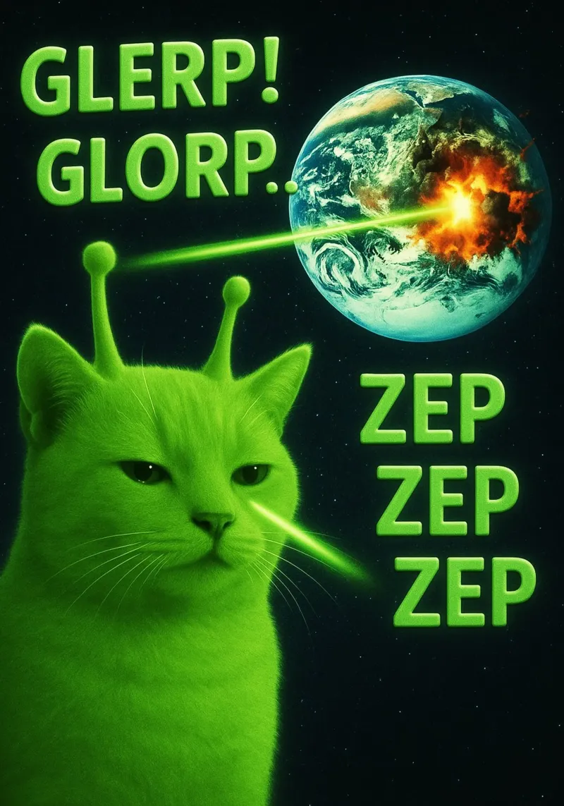 Glerp Glorp Funny Alien Cat funny art design hahnemühle by the gondals
