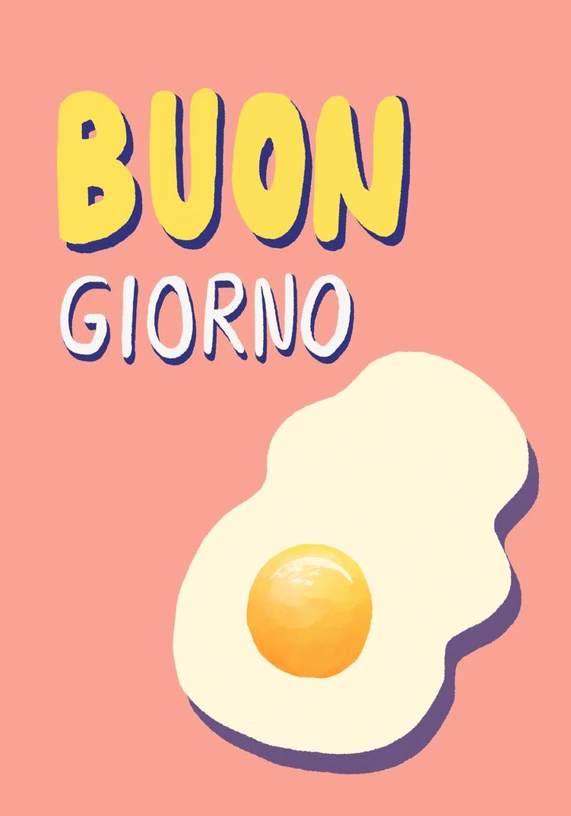 Buongiorno & Egg rosa Poster von Studio Dolci