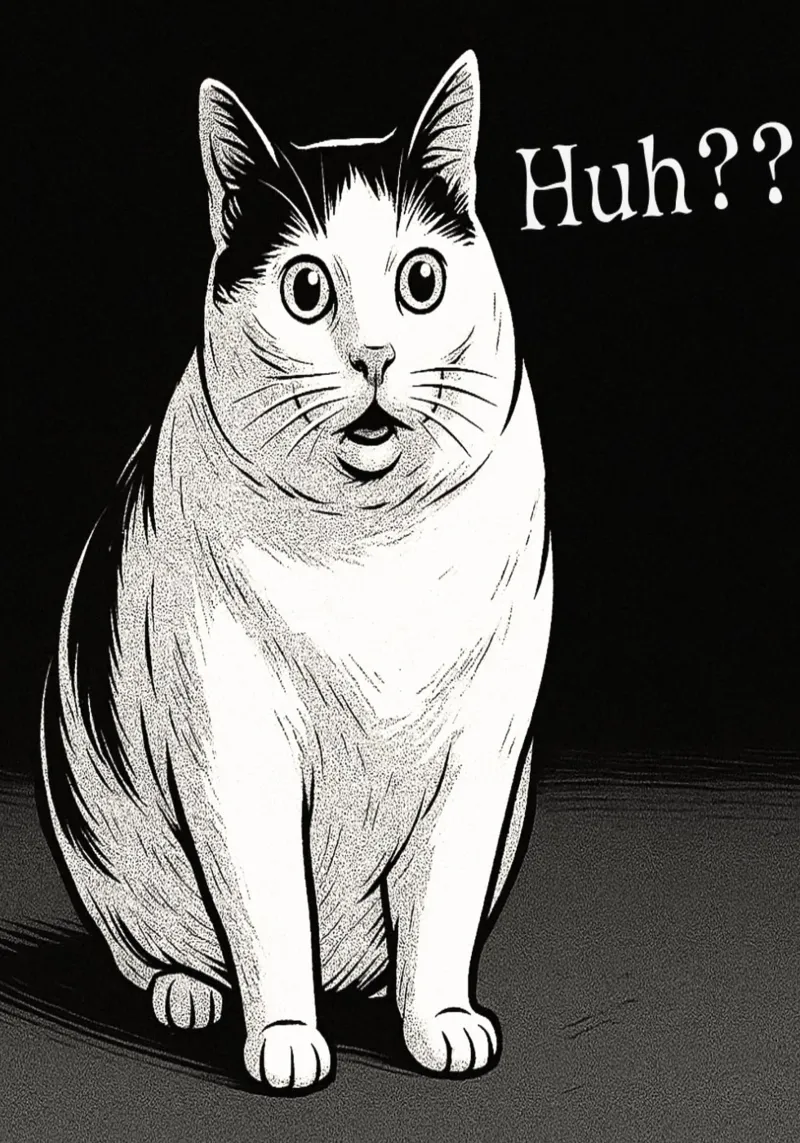 Meme divertente del gatto Huh Cat poster con telaio in alluminio da the gondils