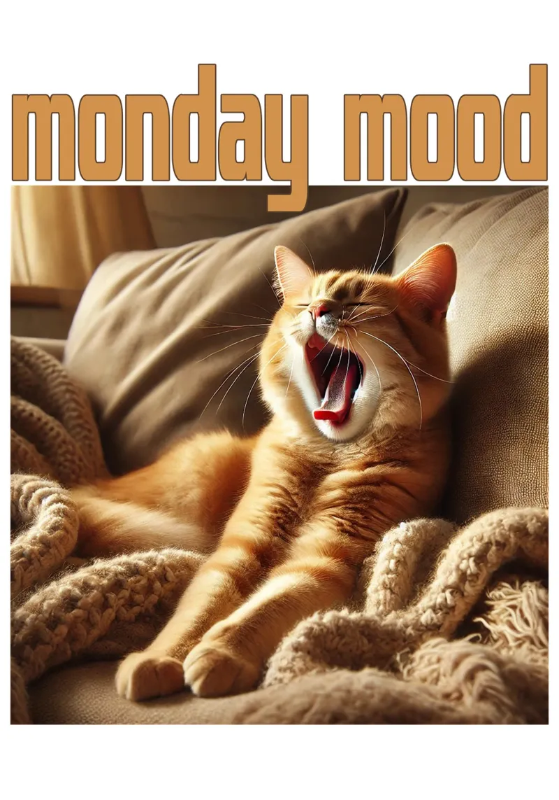Funny Cat Monday Mood Art Design canvas with Floater frame by the gondils