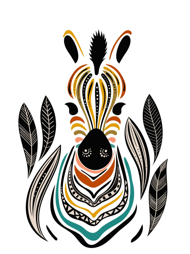 Bohemian Zebra Kunstdruck Tribal Animal Decor Leinwand von Dream Print Designs