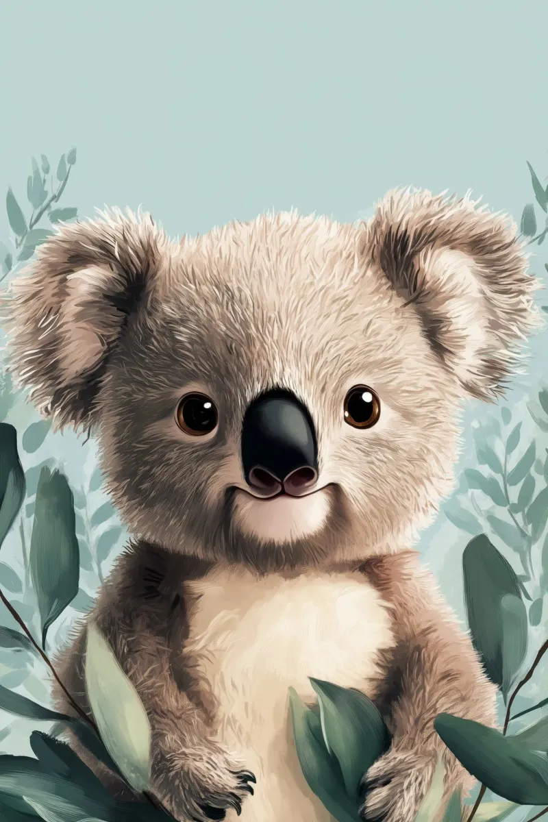 Held #44: Koala in de zomer met eucalyptus canvas van farbenhelden