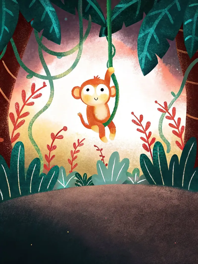 La scimmietta felice pellicola backlit da BABY ART PRINTS