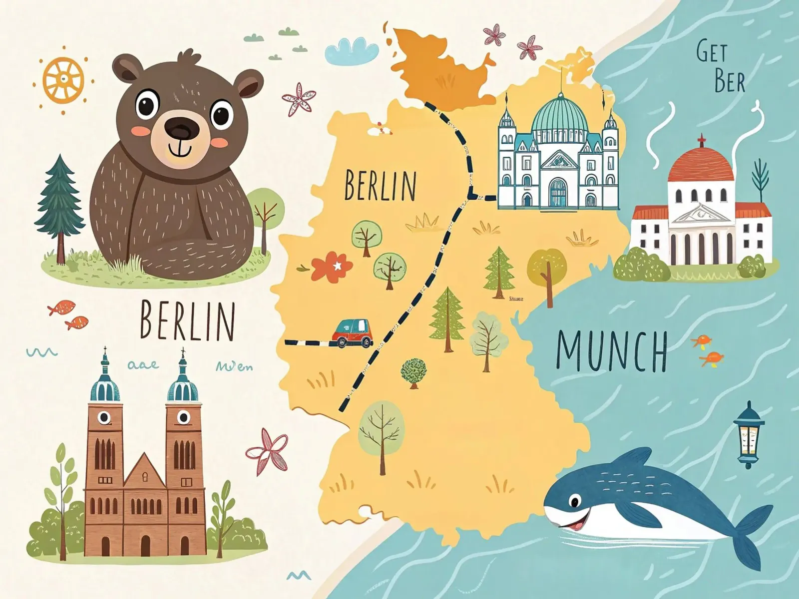 Children's map of Germany backlit film by 🐹 BABY ART PRINTS