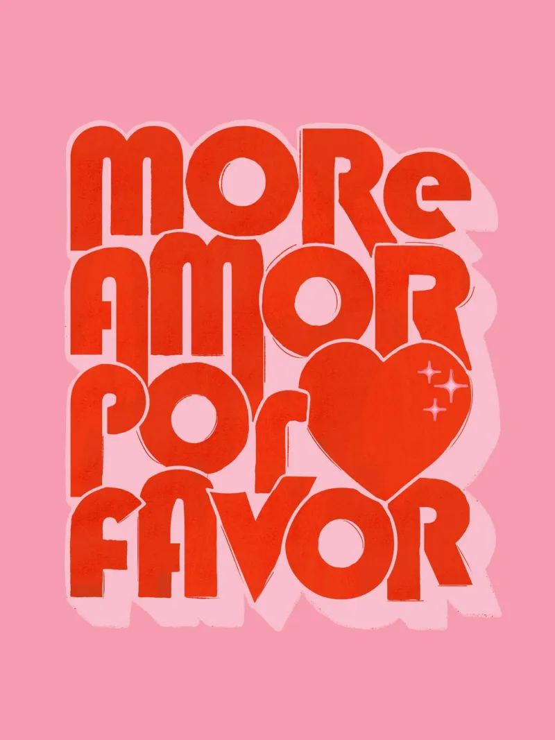 More Amor Por Favor – Retro Love Typography Art Print canvas by showmemars