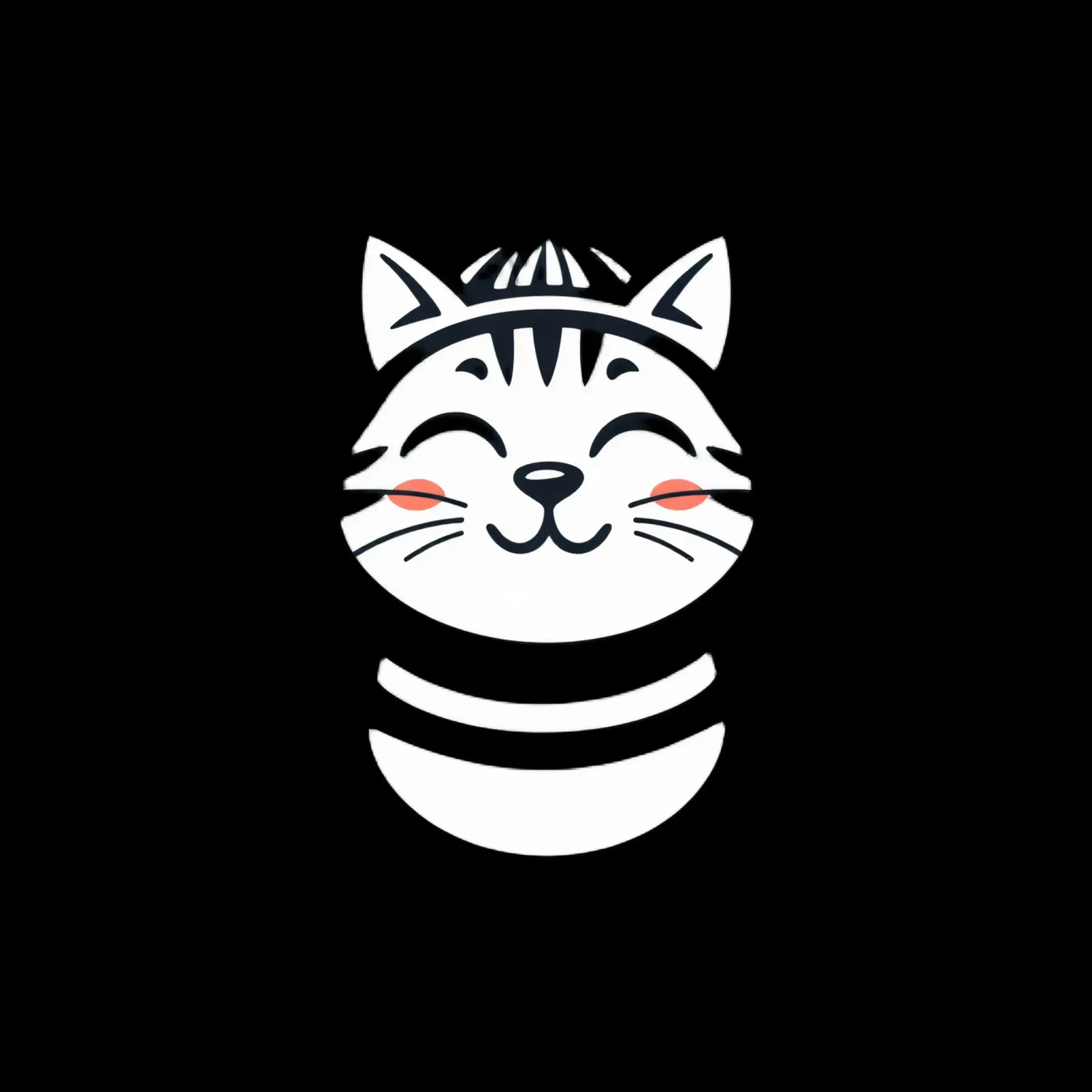 Un allegro gatto sorridente dei cartoni animati con una camicia a righe pellicola backlit da DesignDoodle