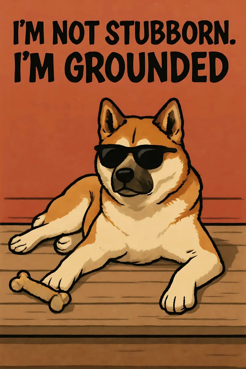 Memes divertenti sugli Akita poster con telaio in alluminio da Funny Humor Art