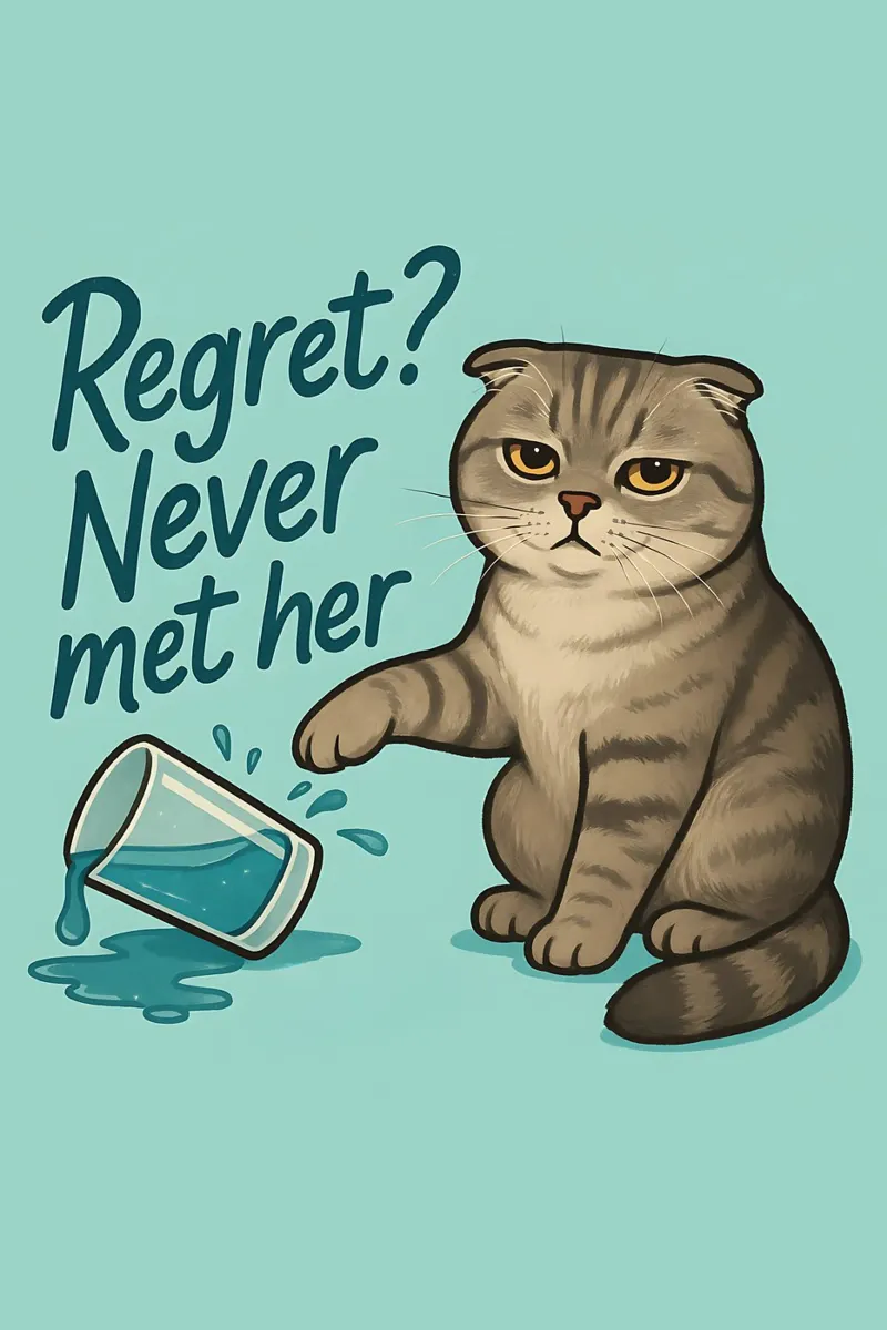Meme divertente sul gatto Scottish Fold poster con telaio in alluminio da Funny Humor Art