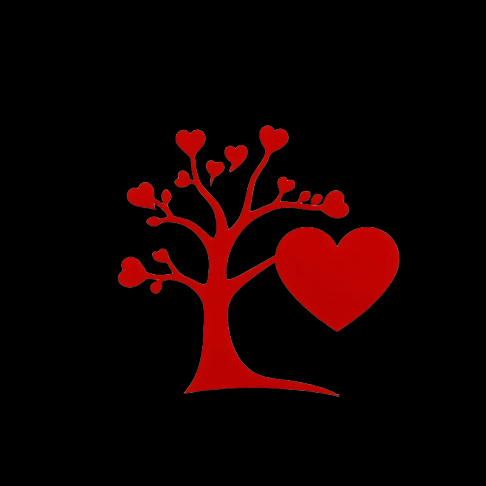 A vibrant red tree adorned with hearts symbolizes love hahnemühle by DesignDoodle