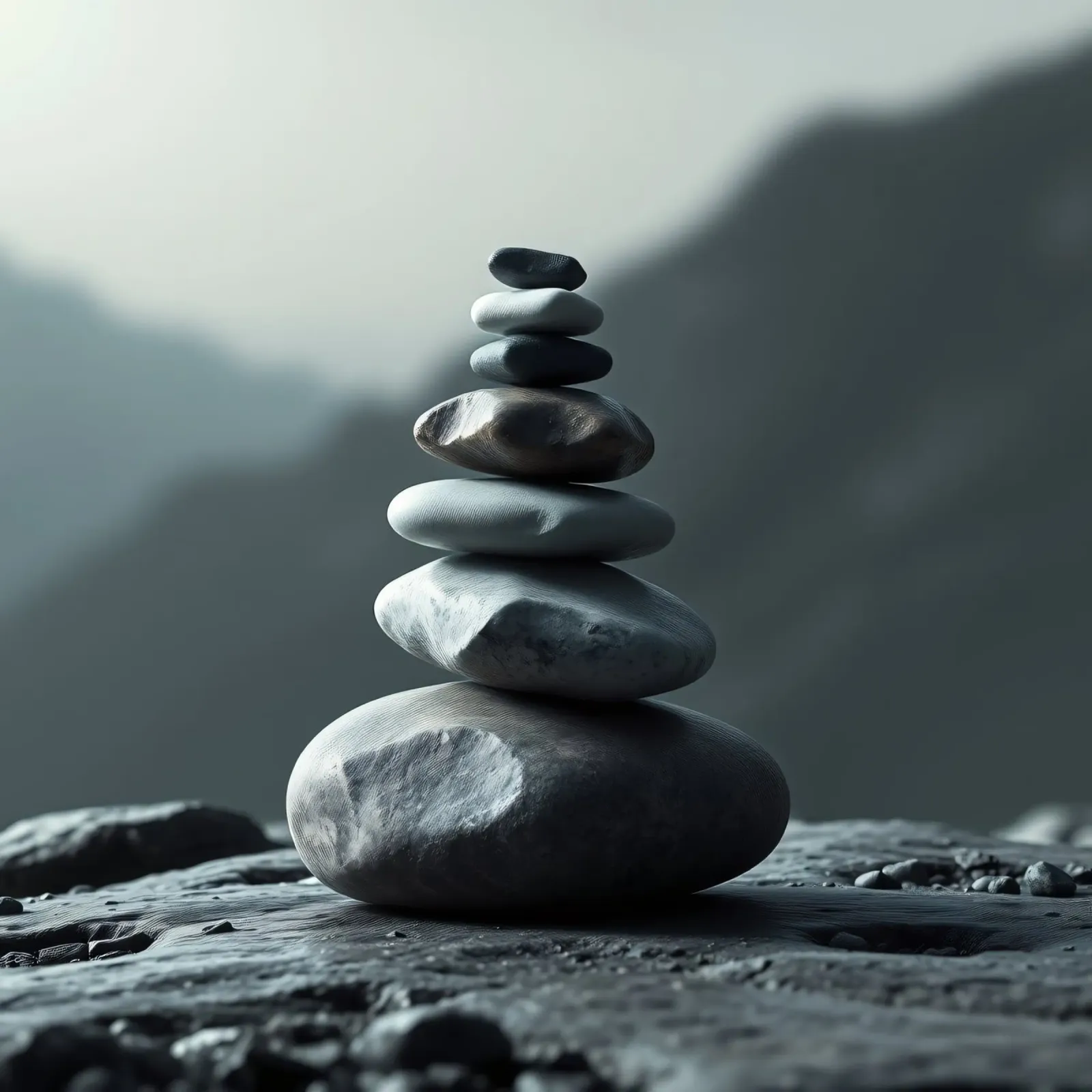 A tranquil stack of smooth river stones balances perfectly canvas by DesignDoodle