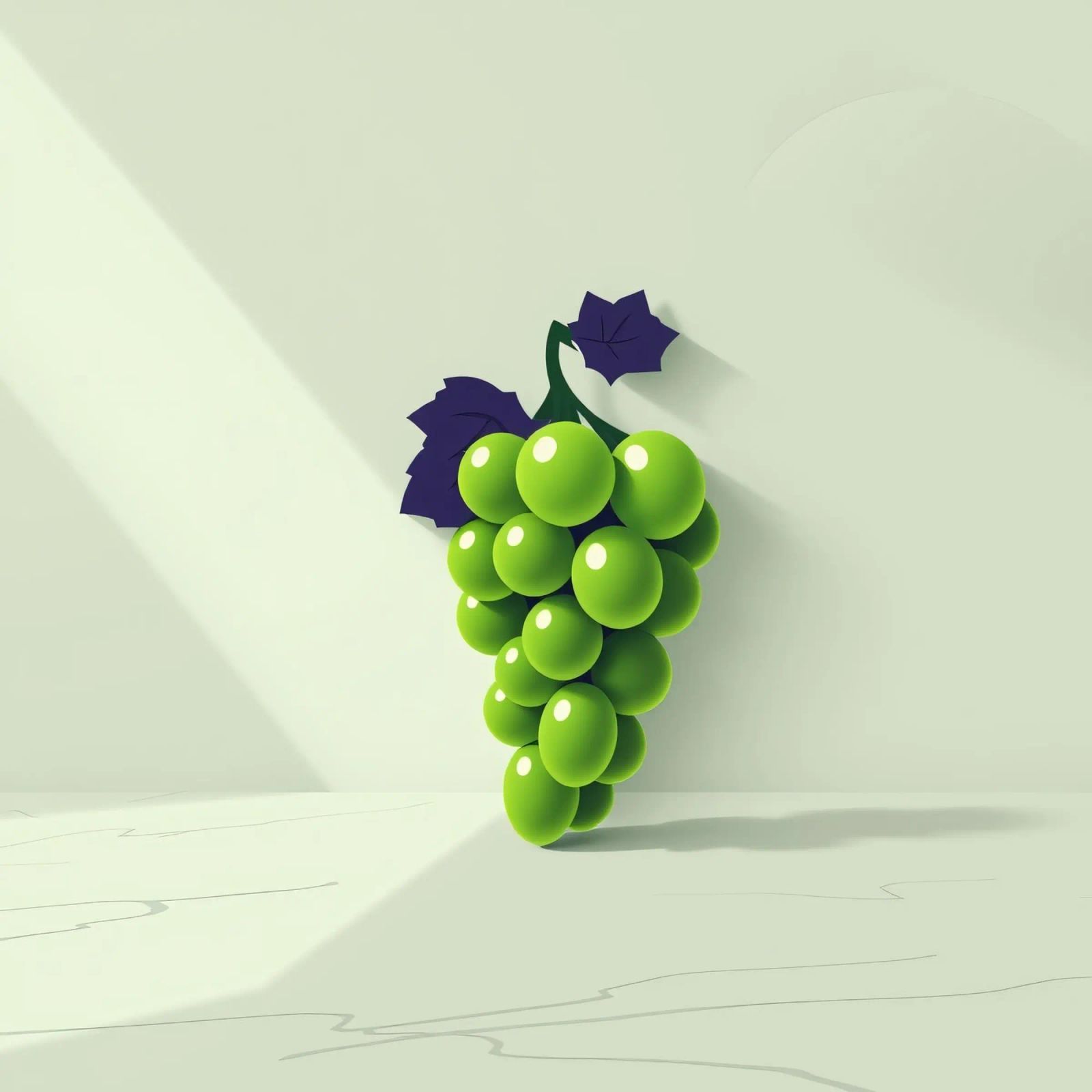 Un grappolo d'uva verde proietta ombre morbide pellicola backlit da DesignDoodle