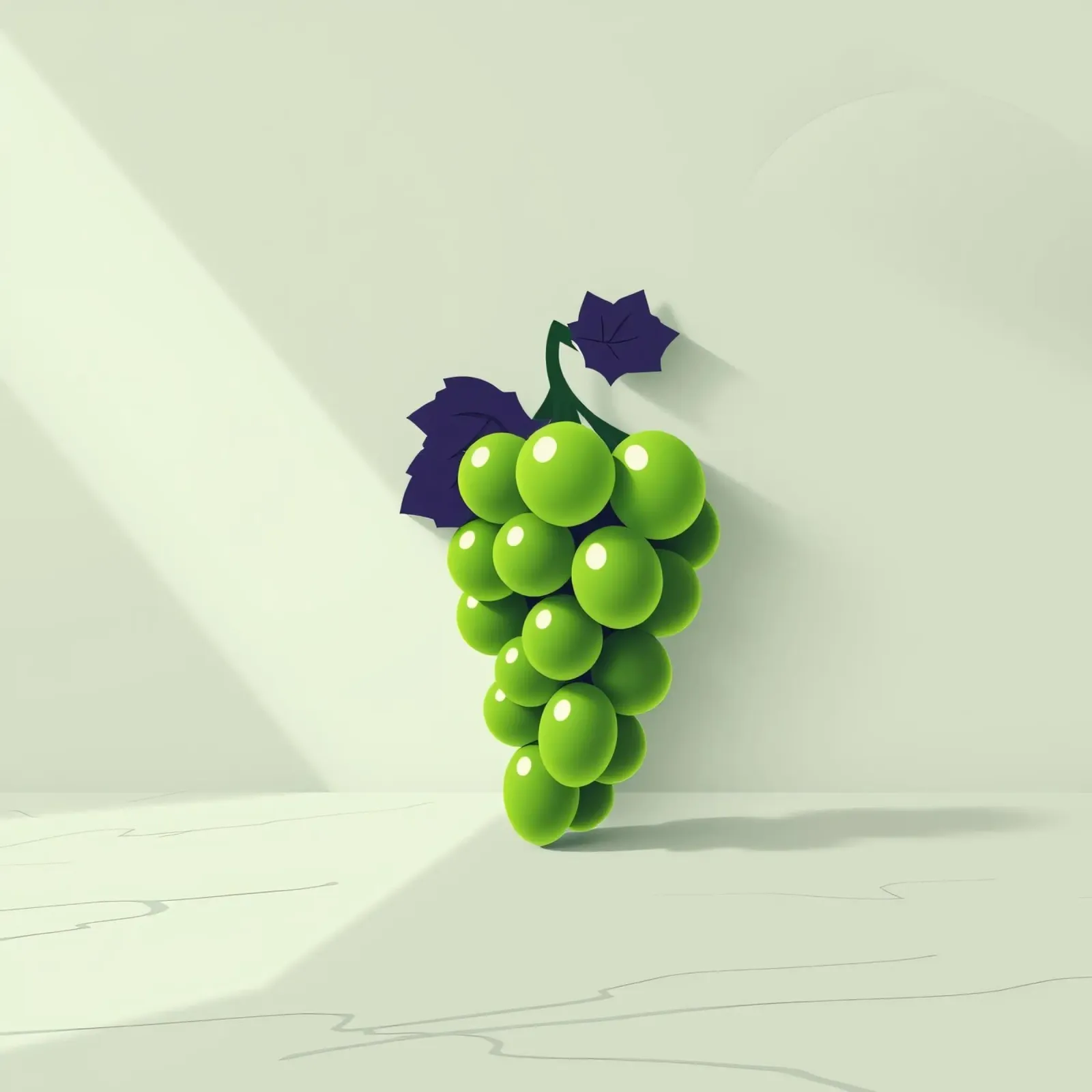 Un grappolo d'uva verde proietta ombre morbide pellicola backlit da DesignDoodle