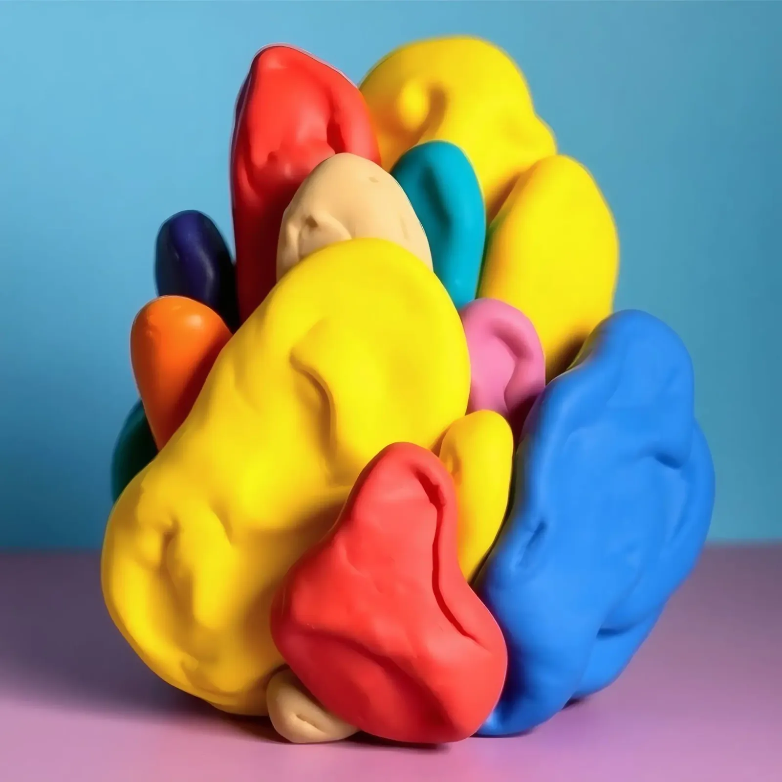 Colorful abstract sculpture made of play dough hahnemühle by DesignDoodle