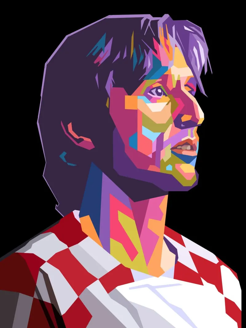 Luka Modric giocatore di calcio della Croazia poster con telaio in legno da Hantamrata