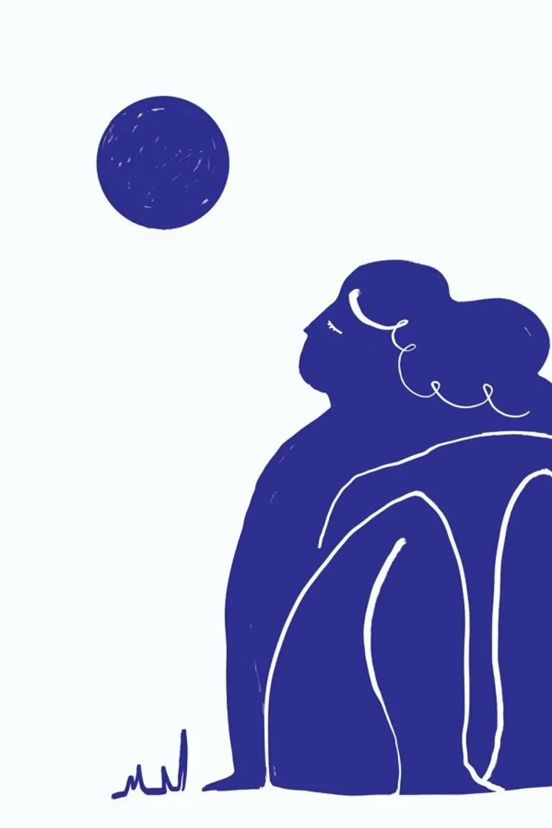 Moon Meditation Blue carta hahnemühle da Graphite