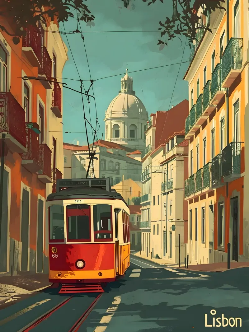 Arte vintage a Lisbona poster da Vintage Travel Art
