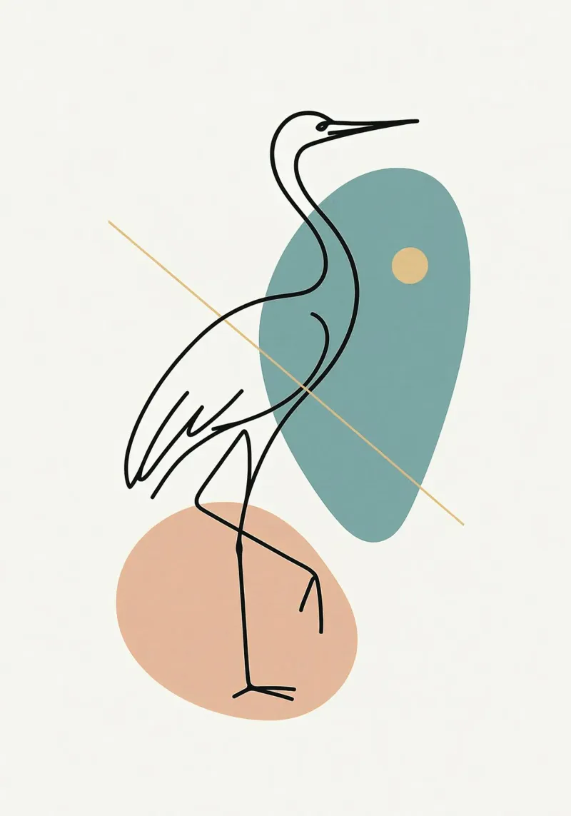 Abstract Line Art Crane carta hahnemühle da Mosaic Dialogue