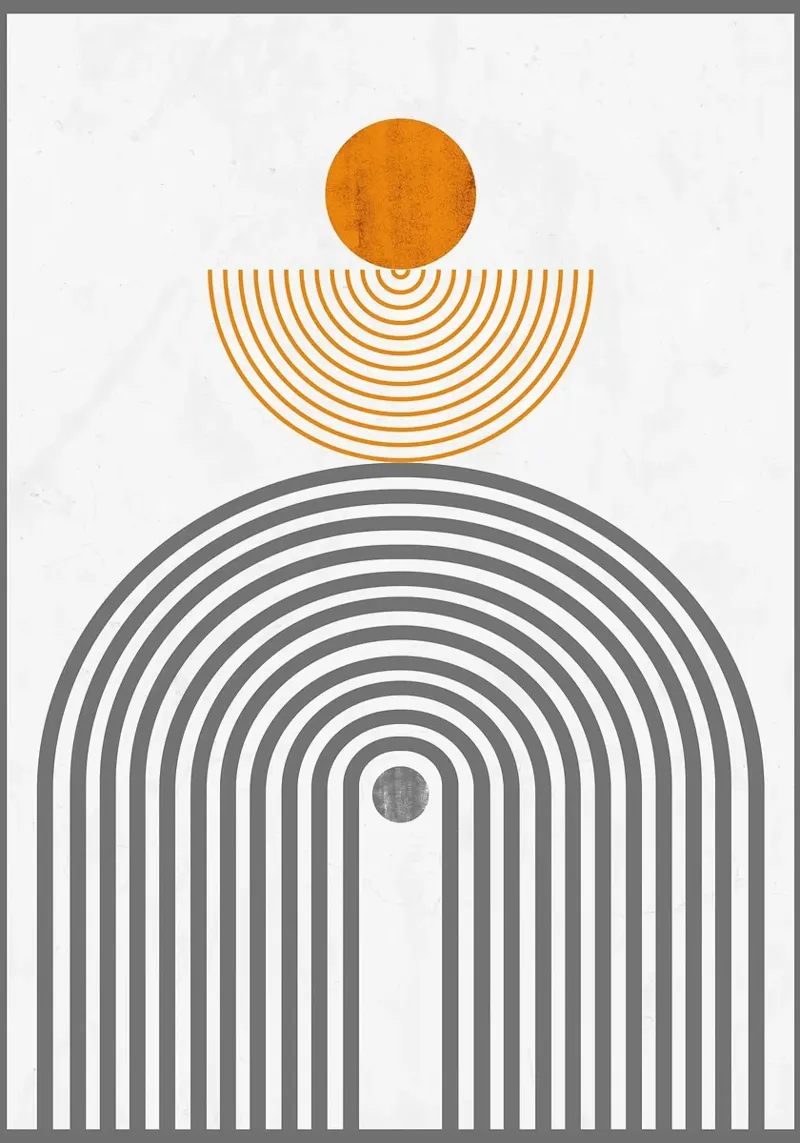 Minimalist concentric circles semi-circle orange circle canvas by Janine P McGuire