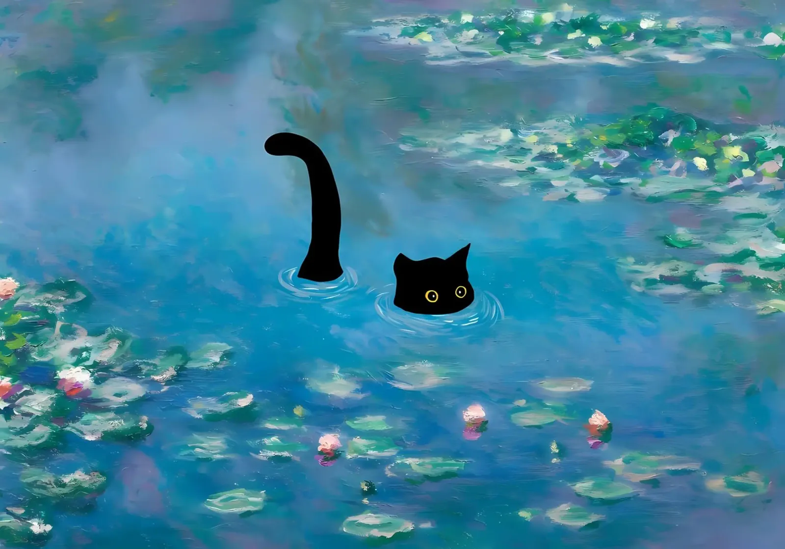 gatto acqua stagno riflessione coda plexiglass da Janine P McGuire