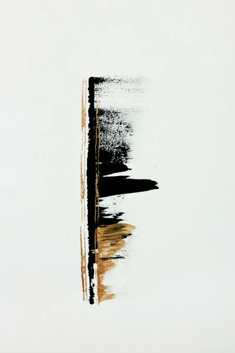 Gold And Black Minimal Abstract II carta hahnemühle da Ingrid Beddoes