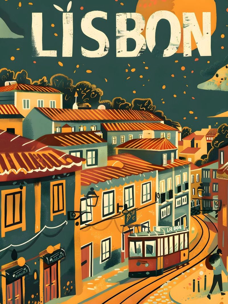 Lisbonne art vintage poster de Vintage Travel Art