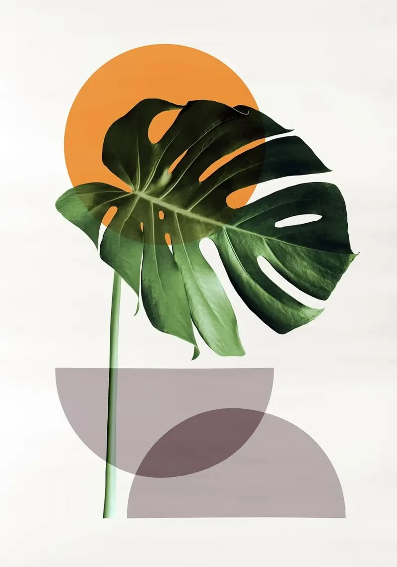 monstera leaf canvas by Abstract Botanical Art
