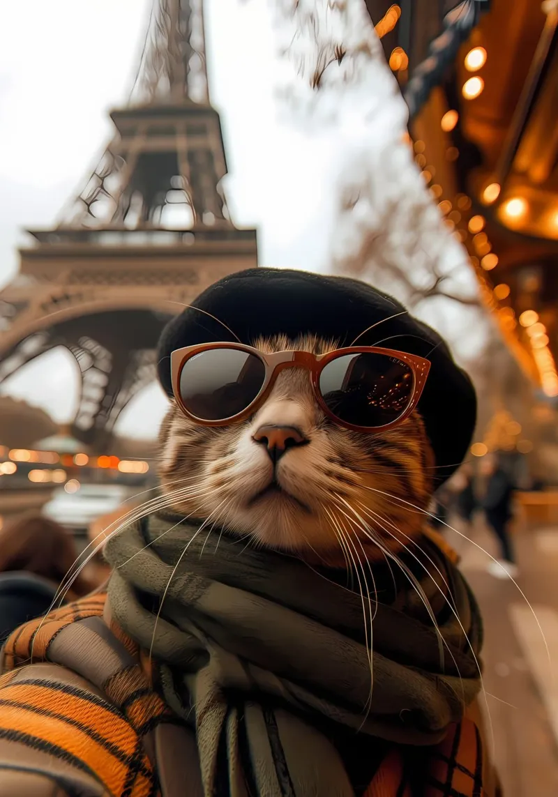cat sunglasses eiffel tower hat forex plate by Dale Edward YoungJr